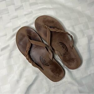Rainbow Brown Braided Flip Flops
